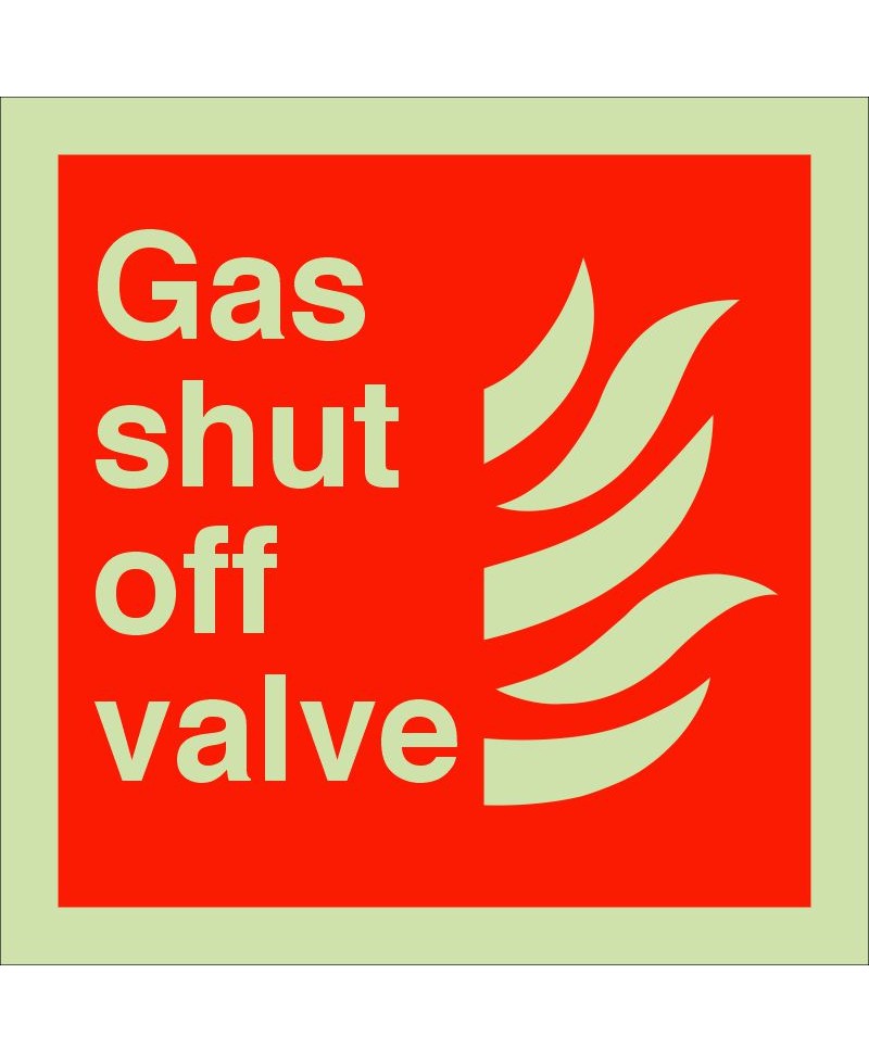 Gas Shut Off Valve Glow In The Dark Sign