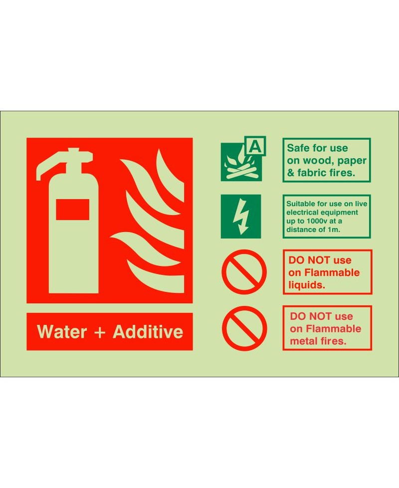 Glow In Dark Water + Additive Fire Extinguisher Sign