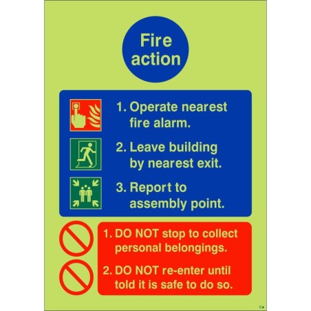 Glow in the Dark Operate Nearest Fire Alarm Sign