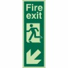 Fire Exit Down Left Sign (Portrait) Sign