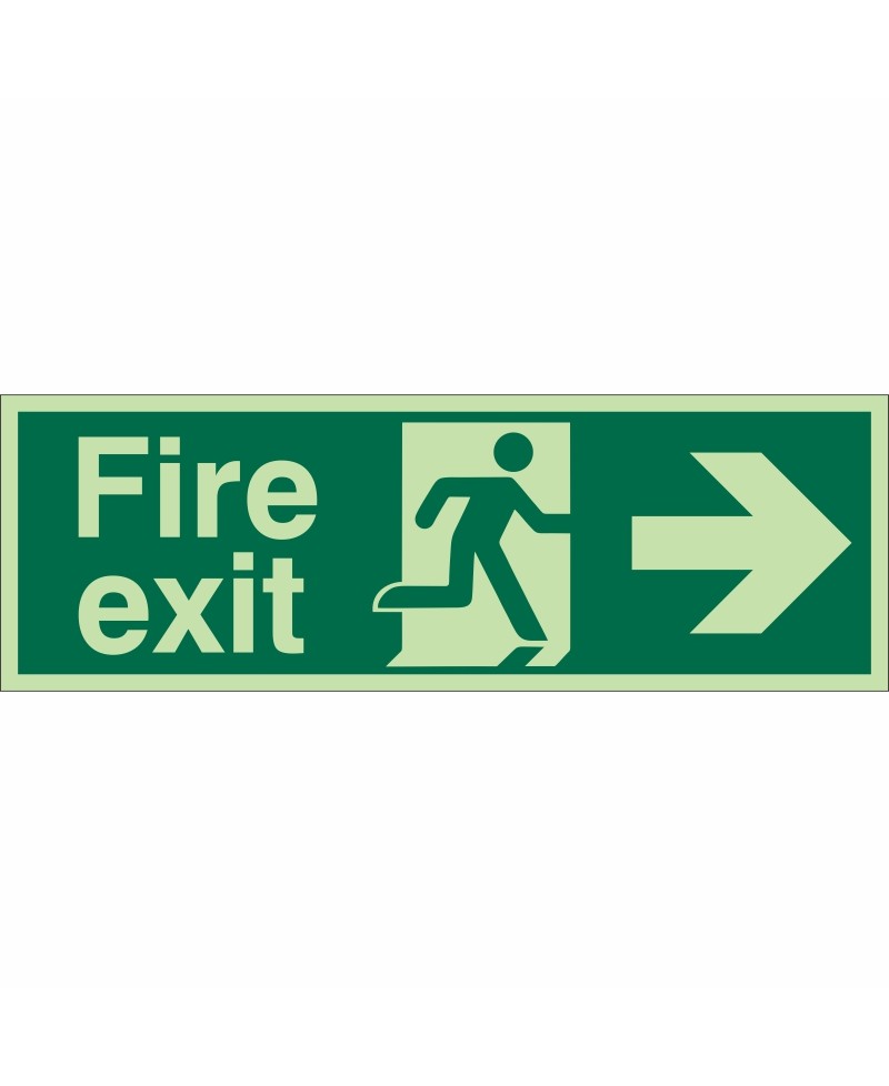 Glow in the Dark Fire Exit Right Sign