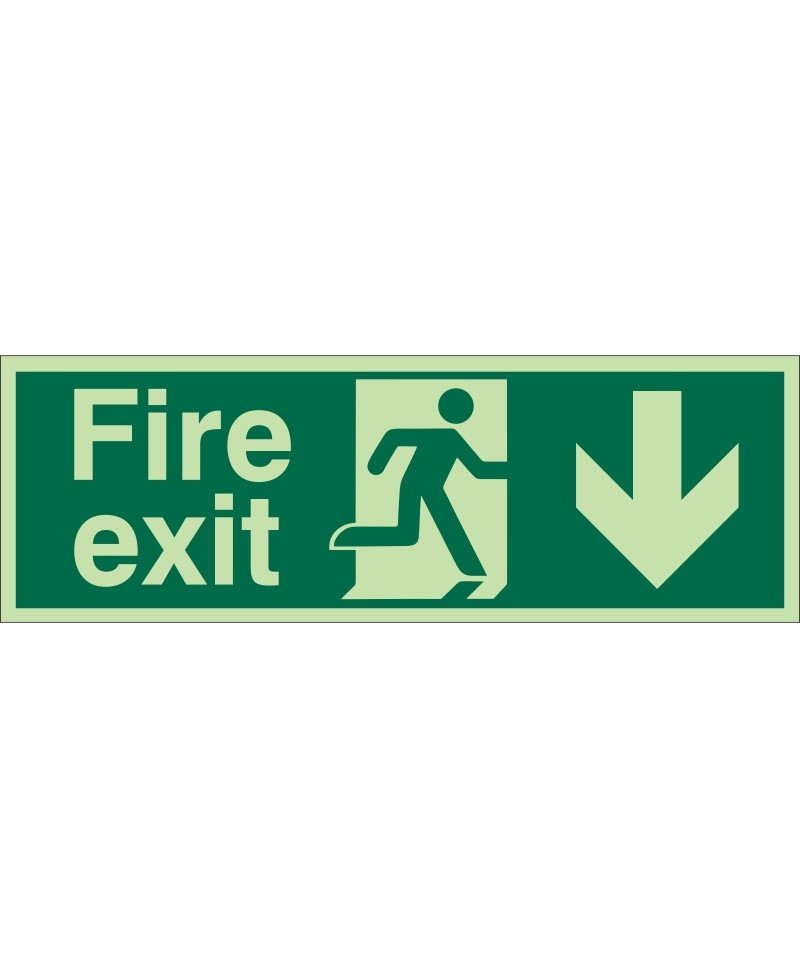 Glow in the Dark Fire Exit Down Sign