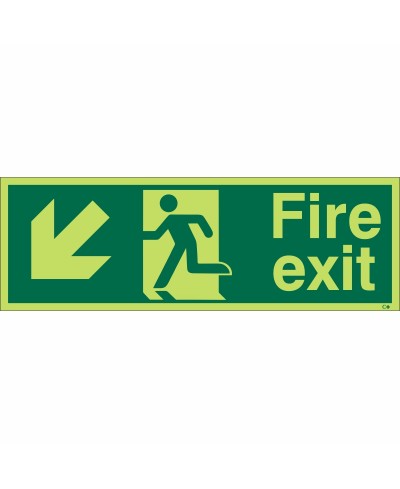 Glow in the Dark Fire Exit Down Left Sign