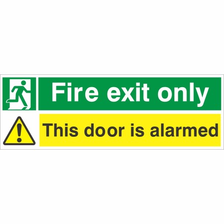 fire exit only/this door is alarmed sign 400x150mm