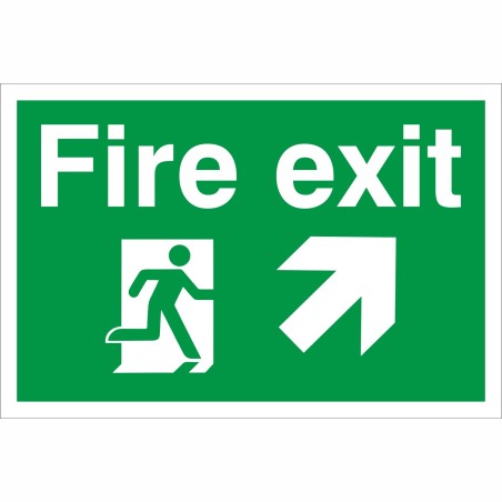 fire exit man running arrow up right 300x200mm