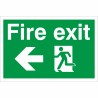 fire exit man running arrow left sign 300x200mm