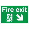 fire exit man running arrow down right sign 300x200mm