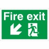 fire exit man running arrow down left 300x200mm