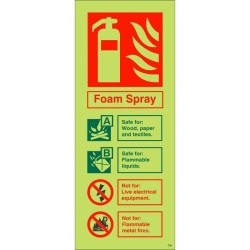 Glow in the Dark Foam Spray Fire Extinguisher Sign - BS 5499 Compliant Glow in the Dark Foam Spray Fire Extinguisher Sign - BS 5499 Compliant