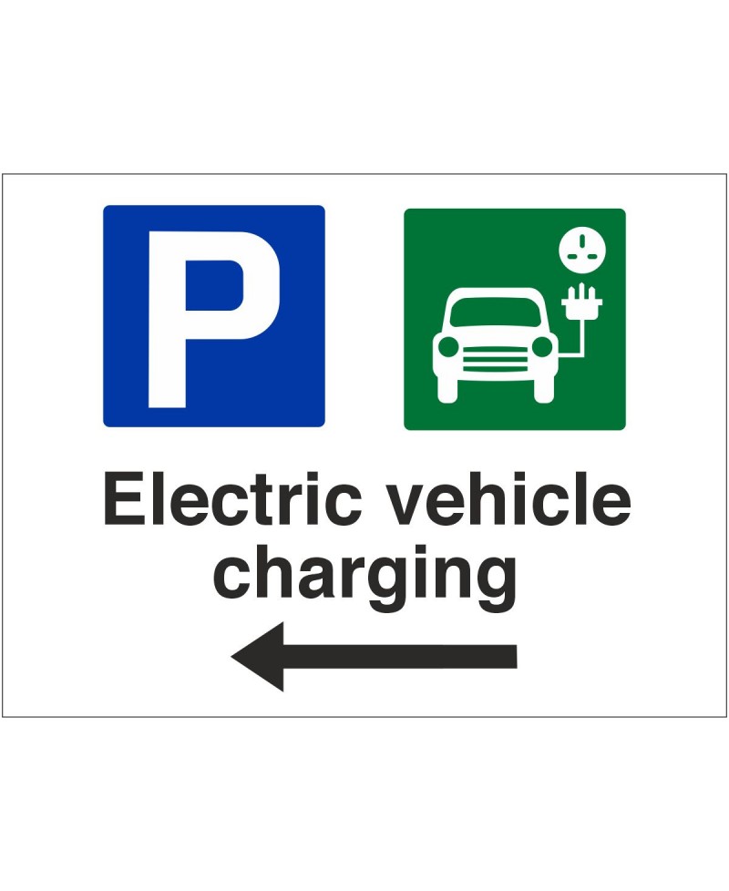 Electric Vehicle Charging (Arrow Left) Sign