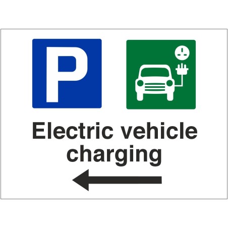 Electric Vehicle Charging (Arrow Left) Sign