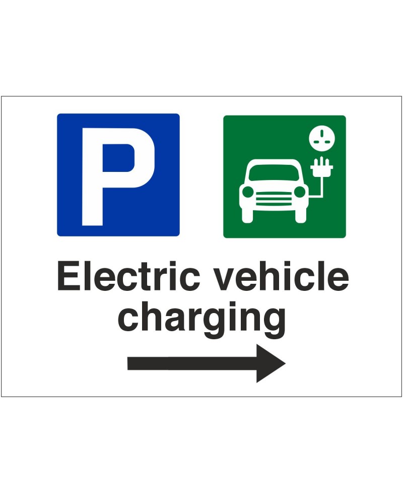 Electric Vehicle Charging (Arrow Right) Sign