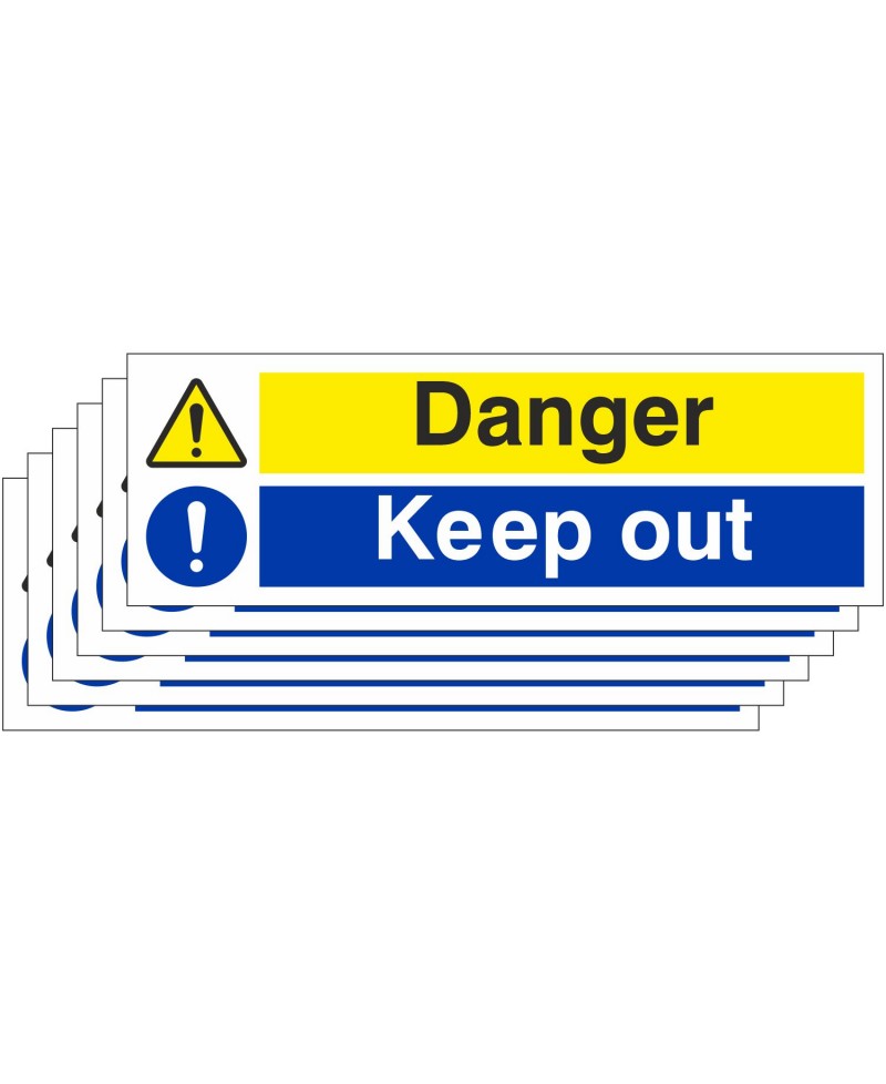 Pack of 6 Danger Keep Out Signs