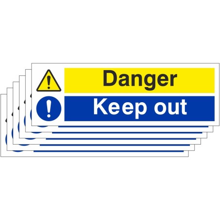 Pack of 6 Danger Keep Out Signs