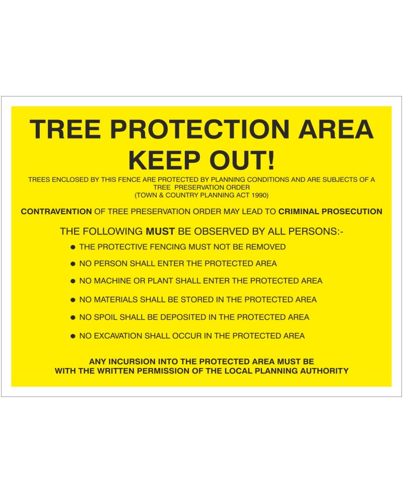 Tree Protection Area Keep Out Sign