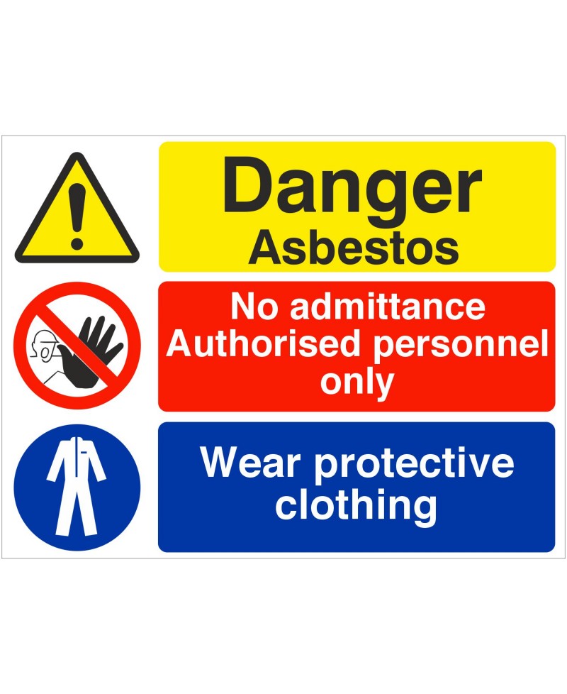 Danger Asbestos No Admittance Protective Clothing Sign