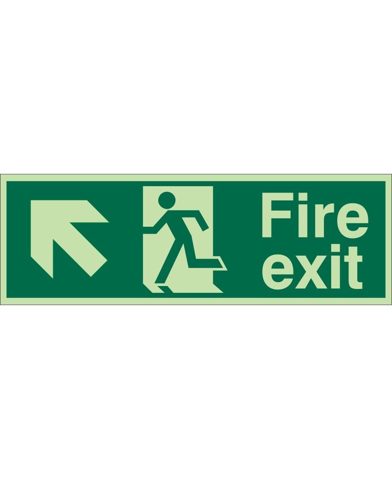 Photoluminescent Fire Exit Arrow Up Left Sign