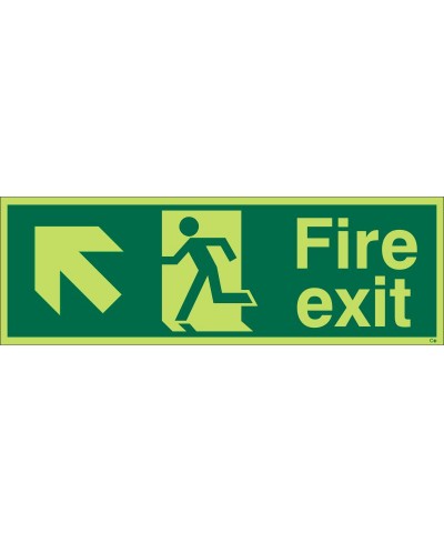 Photoluminescent Fire Exit Arrow Up Left Sign