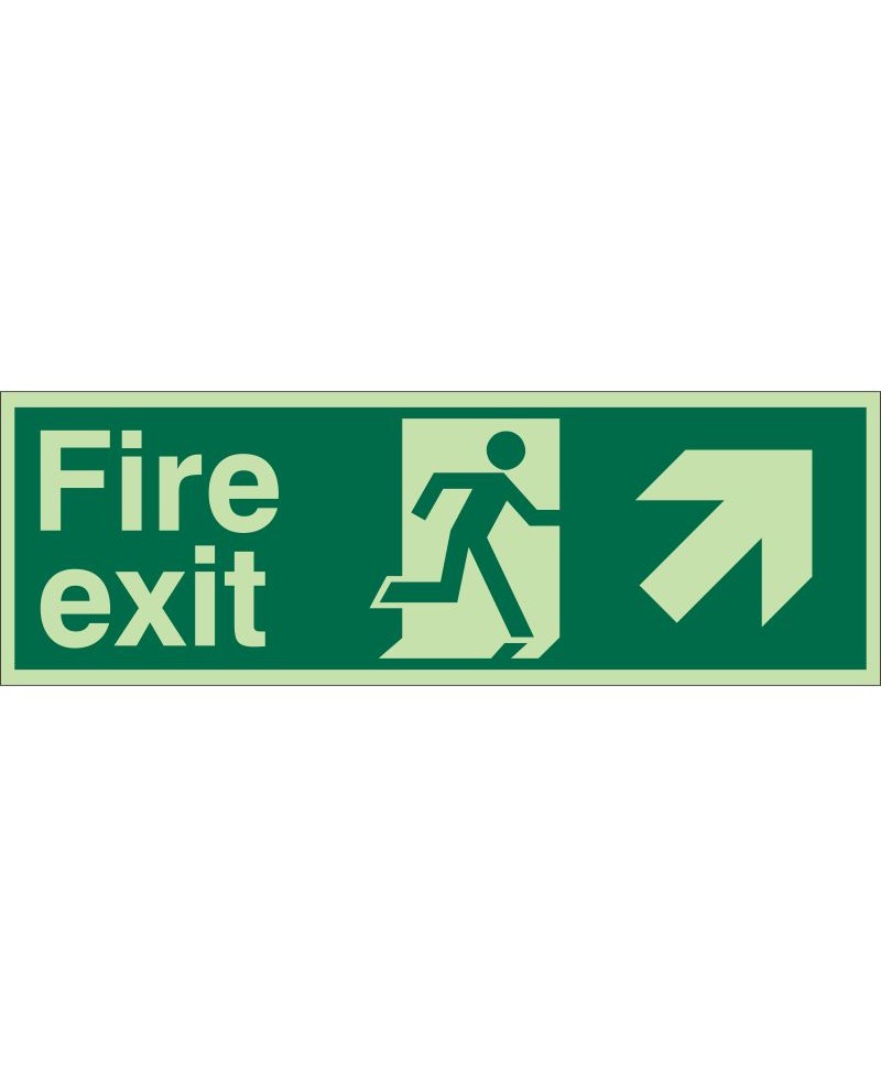 Photoluminescent Fire Exit Arrow Up Right Sign