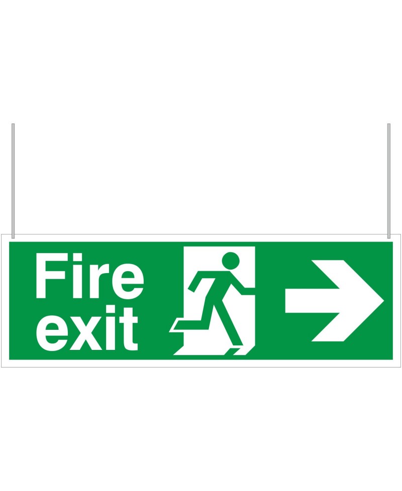 Fire Exit Left/Right Arrows Double Sided Hanging Sign