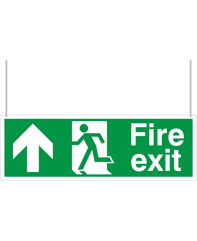 Fire Exit Up Arrow Double Sided Hanging Sign