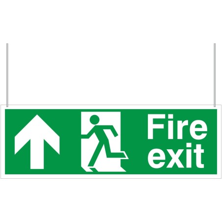 Fire Exit Up Arrow Double Sided Hanging Sign