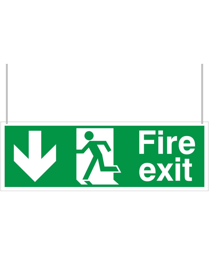 Fire Exit Down Arrow Double Sided Hanging Sign