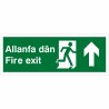 Fire Exit Arrow Up Sign in Welsh / English