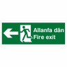 Fire Exit Arrow Left Sign in Welsh / English