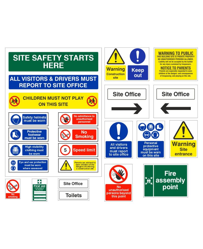 Pack of 30 Essential Construction Site Safety Signs