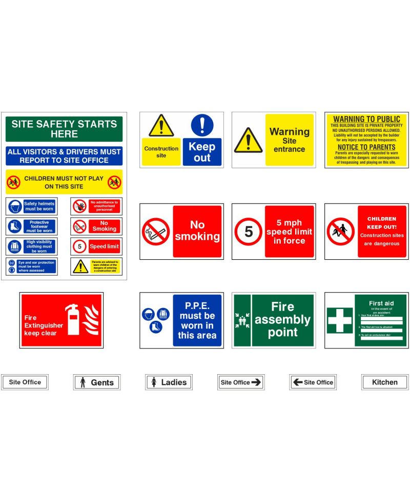 Pack of 20 Construction Site Safety Signs