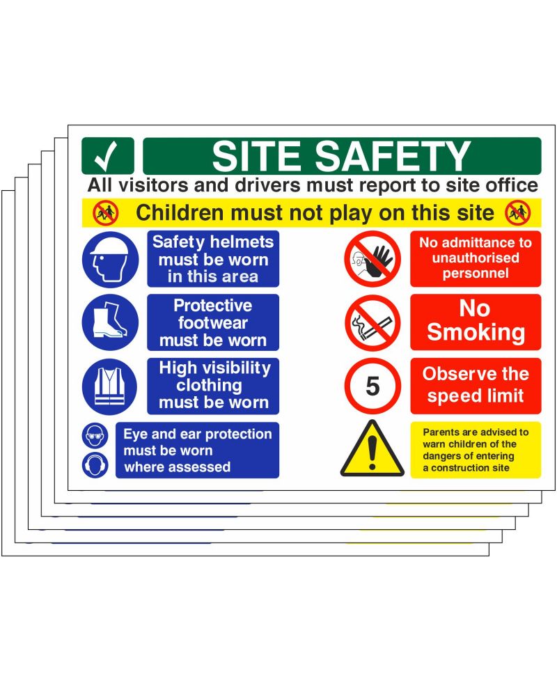 Pack of 6 Site Safety Signs - Children Must Not Play