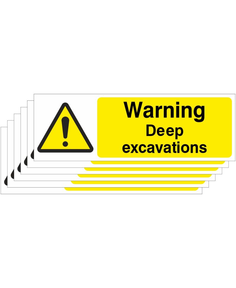 Pack of 6 Warning Deep Excavations Signs