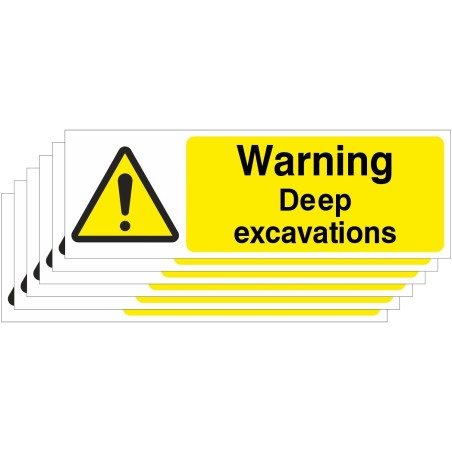 Pack of 6 Warning Deep Excavations Signs