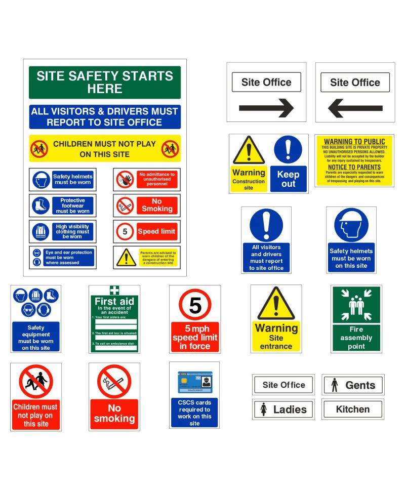 Pack of 50 Construction Site Safety Signs