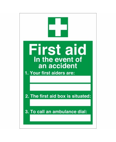 In The Event Of An Accident First Aid Sign In The Event Of An Accident First Aid Sign