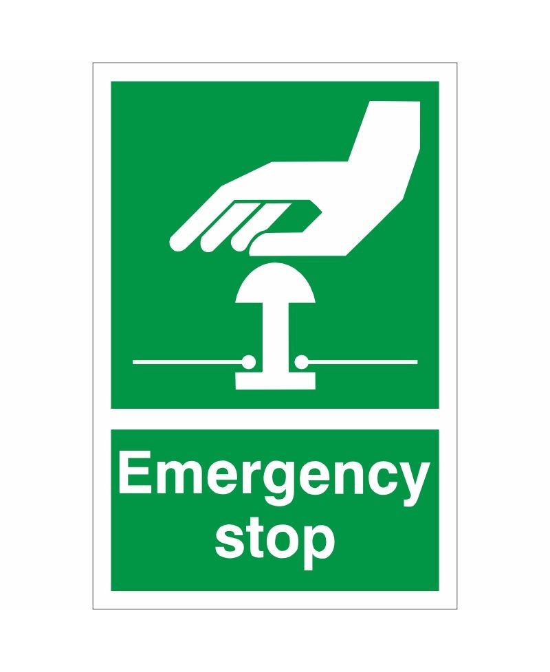 Green Emergency Stop First Aid Sign