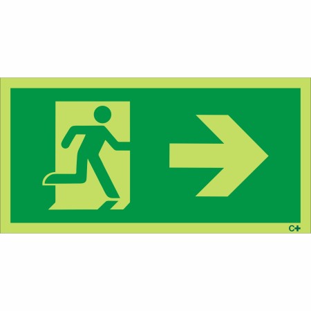 Glow in the Dark Fire Exit Symbol Only With Arrow Right Sign