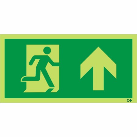 Glow in the Dark Fire Exit Symbol Only With Arrow Up Sign