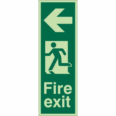 Photoluminescent Fire Exit Arrow Down Left Sign