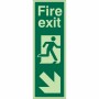 Glow In Dark Fire Exit Arrow Down Right Sign