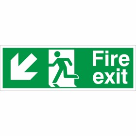 Fire Exit Arrow Down Left Sign Fire Exit Arrow Down Left Sign | Rainbow Safety
