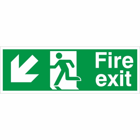 Fire Exit Arrow Down Left Sign | Rainbow Safety