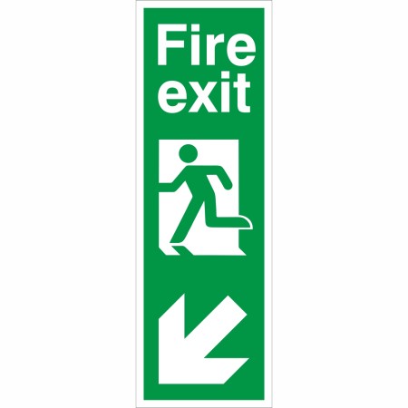 Fire Exit Arrow Down Left Sign