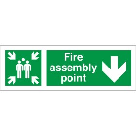 Fire Assembly Point Sign With Down Arrow Fire Assembly Point Sign With Down Arrow