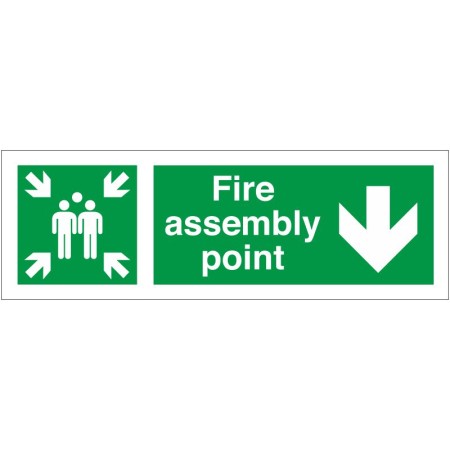 Fire Assembly Point Sign With Down Arrow