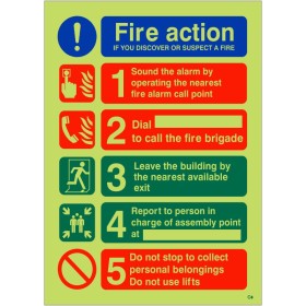 Glow in the Dark Fire Action Notice Sign - If You Discover Or Suspect A Fire - BS 5499 Compliant Glow in the Dark Fire Action Notice Sign - If You Discover Or Suspect A Fire - BS 5499 Compliant