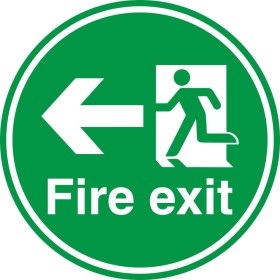 Fire Exit Left Arrow Floor Sign 450mm Diameter Fire Exit Left Arrow Floor Sign 450mm Diameter