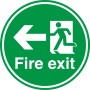 Fire Exit Left Arrow Floor Sign 450mm Diameter