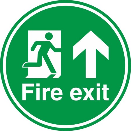 Fire Exit Up Arrow Floor Sign 450mm Diameter